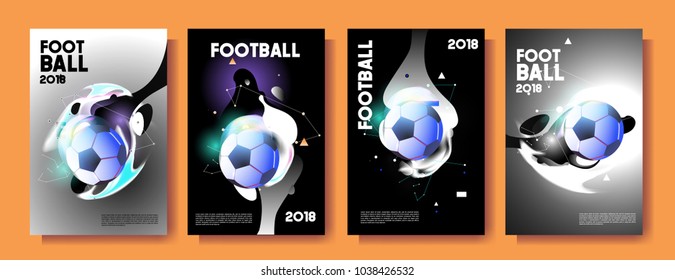 Football 2018 world championship cup background soccer. Vector colorful glow poster set background in eps 10.