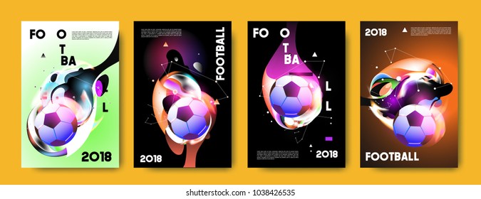 Football 2018 world championship cup background soccer. Vector colorful glow poster set background in eps 10.