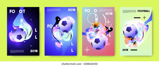 Football 2018 world championship cup background soccer. Vector colorful glow poster set background in eps 10.