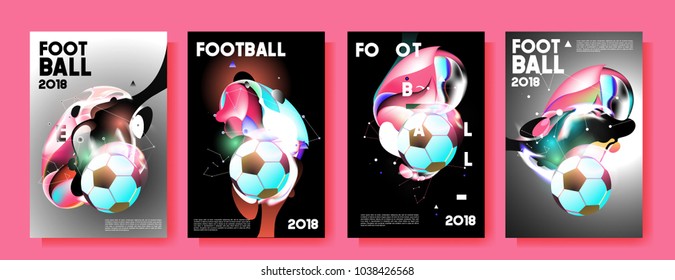 Football 2018 world championship cup background soccer. Vector colorful glow poster set background in eps 10.