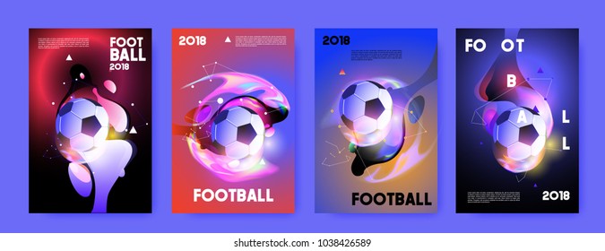 Football 2018 world championship cup background soccer. Vector colorful glow poster set background in eps 10.