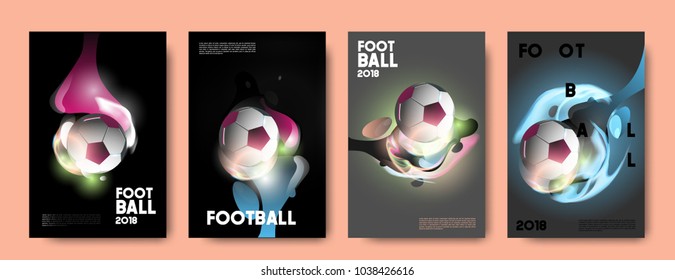 Football 2018 world championship cup background soccer. Vector colorful glow poster set background in eps 10.