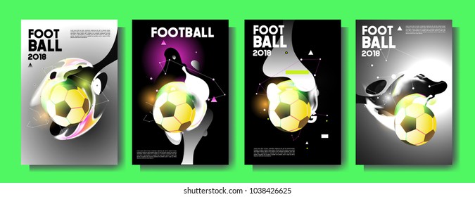 Football 2018 world championship cup background soccer. Vector colorful glow poster set background in eps 10.