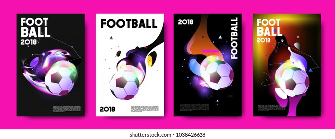 Football 2018 world championship cup background soccer. Vector colorful glow poster set background in eps 10.