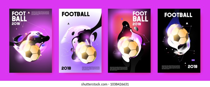 Football 2018 world championship cup background soccer. Vector colorful glow poster set background in eps 10.