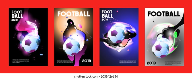 Football 2018 world championship cup background soccer. Vector colorful glow poster set background in eps 10.