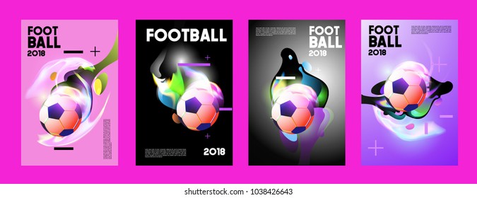 Football 2018 world championship cup background soccer. Vector colorful glow poster set background in eps 10.