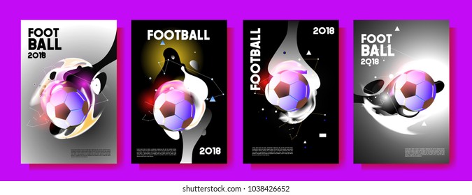 Football 2018 world championship cup background soccer. Vector colorful glow poster set background in eps 10.