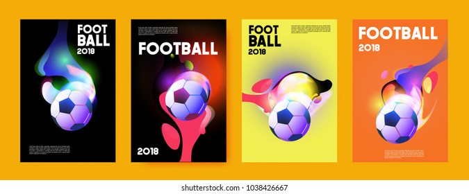 Football 2018 world championship cup background soccer. Vector colorful glow poster set background in eps 10.