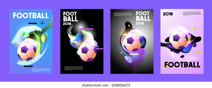 Football 2018 world championship cup background soccer. Vector colorful glow poster set background in eps 10.