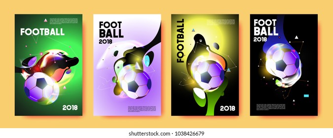 Football 2018 world championship cup background soccer. Vector colorful glow poster set background in eps 10.