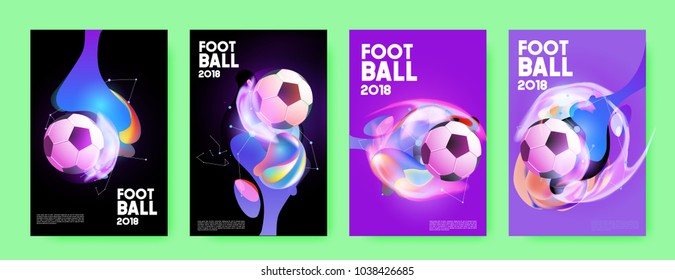 Football 2018 world championship cup background soccer. Vector colorful glow poster set background in eps 10.