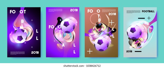 Football 2018 world championship cup background soccer. Vector colorful glow poster set background in eps 10.