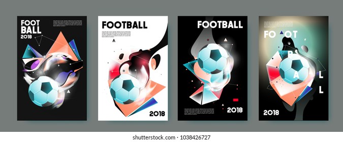 Football 2018 world championship cup background soccer. Vector colorful glow poster set background in eps 10.