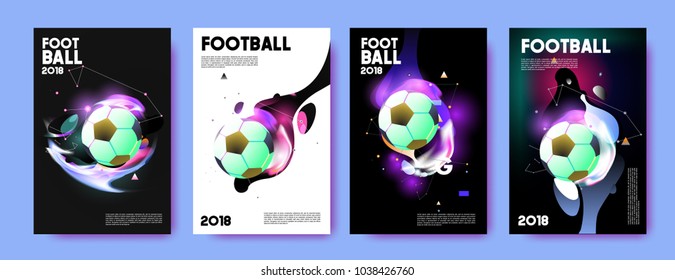 Football 2018 world championship cup background soccer. Vector colorful glow poster set background in eps 10.