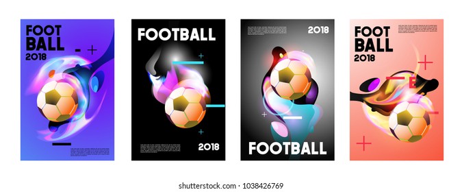 Football 2018 world championship cup background soccer. Vector colorful glow poster set background in eps 10.