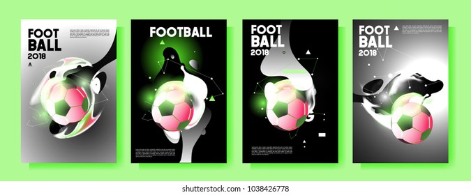 Football 2018 world championship cup background soccer. Vector colorful glow poster set background in eps 10.