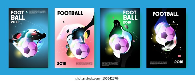 Football 2018 world championship cup background soccer. Vector colorful glow poster set background in eps 10.