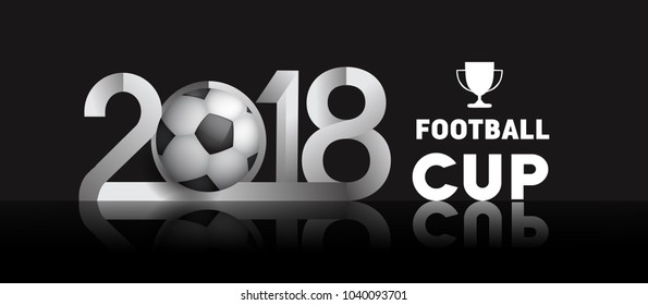 football 2018 world championship cup background soccer, 2018 logotype with soccer ball isolated on black background.