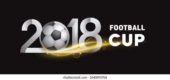 football 2018 world championship cup background soccer, 2018 logotype with soccer ball isolated on black background.