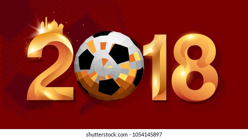 football 2018 world championship cup background soccer with modern abstractions and patterns on the background. realistic isolated vector ball