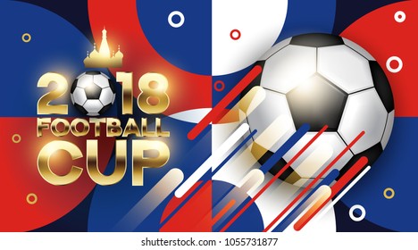 Football 2018 World Championship Cup Background Soccer With Modern Abstractions. Realistic Isolated Vector Ball.