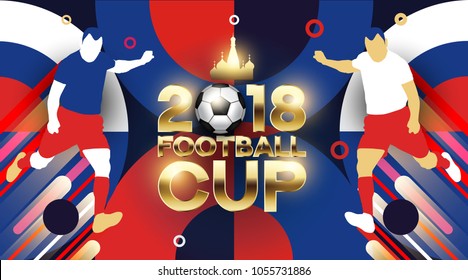 Football 2018 World Championship Cup Background Soccer With Modern Abstractions. Realistic Isolated Vector Ball.