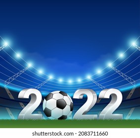 Football 2022 3d banner template for sport soccer ball national and football league or tournament championship vector illustration