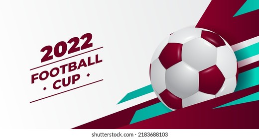 Football 2022 cup championship qatar with red background for banner advertisement template