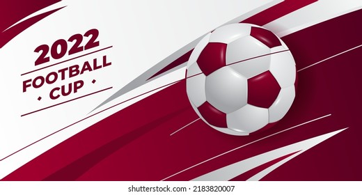 Football 2022 cup championship qatar with red background for banner advertisement template