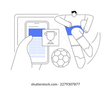 Football abstract concept vector illustration. Soccer team, tournament, football club fan, sports equipment, world championship betting, watching live, premiere league cup abstract metaphor.