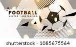 Football abstract design template for soccer covers, sport placards, posters and flyers with ball, trendy geometric elements and patterns. Vector illustration.