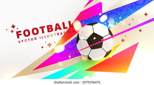 Football abstract design template for soccer covers, sport placards, posters and flyers with ball, trendy geometric elements and patterns. Vector illustration.