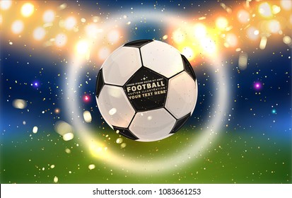 Football abstract design template for soccer covers, sport placards, posters and flyers with ball, trendy geometric elements and patterns. Vector illustration.