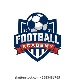 Football Academy Logo Badge isolated in white background. Sports Team