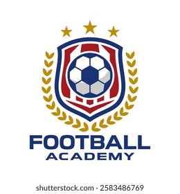 Football Academy Logo Badge isolated in white background. Sports Team