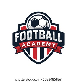 Football Academy Logo Design Template. Soccer Logo or Football Club Sign. Vector Illustration.