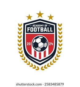 Football Academy Logo Design Template. Soccer Logo or Football Club Sign. Vector Illustration.