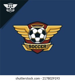 football and angel illustration for emblem logo or icon