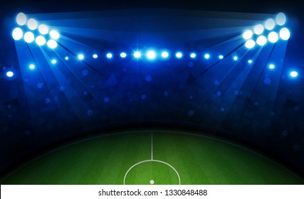 Football arena field with bright stadium lights vector design Vector illumination