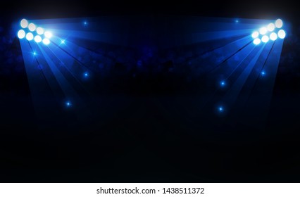 Football arena field with bright stadium lights vector design Vector illumination