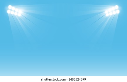 Football arena field with bright stadium lights for spotlight vector design