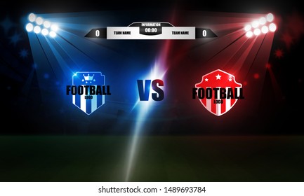 Football arena field with bright stadium lights vector design Vector illumination