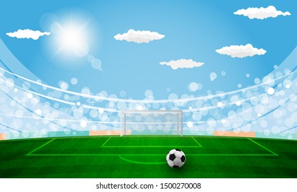 Football arena field with bright stadium lights vector design Vector illumination