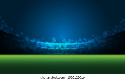 Football arena field with bright stadium lights vector design Vector illumination