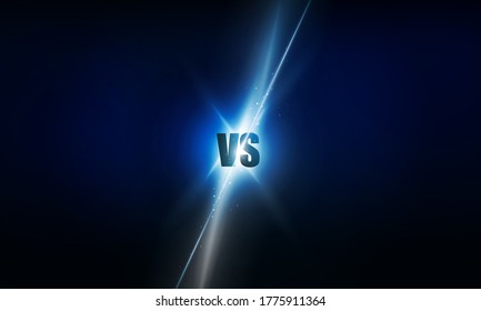 Football arena field with bright stadium lights vs letters for sports and fight competition vector design 