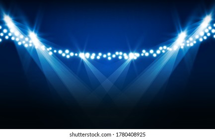 Campo de la arena de fútbol con luces de estadio brillantes vs letras para deportes y lucha contra el diseño vectorial de la competencia 