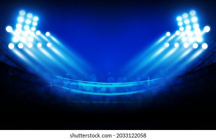 Football Arena Field With Bright Stadium Lights Vs Letters For Sports And Fight Competition Vector Design 