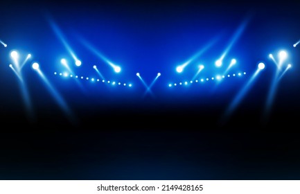 Football arena field with bright stadium lights vector design Vector illumination