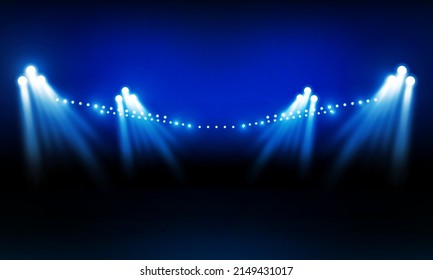 Football arena field with bright stadium lights vector design Vector illumination